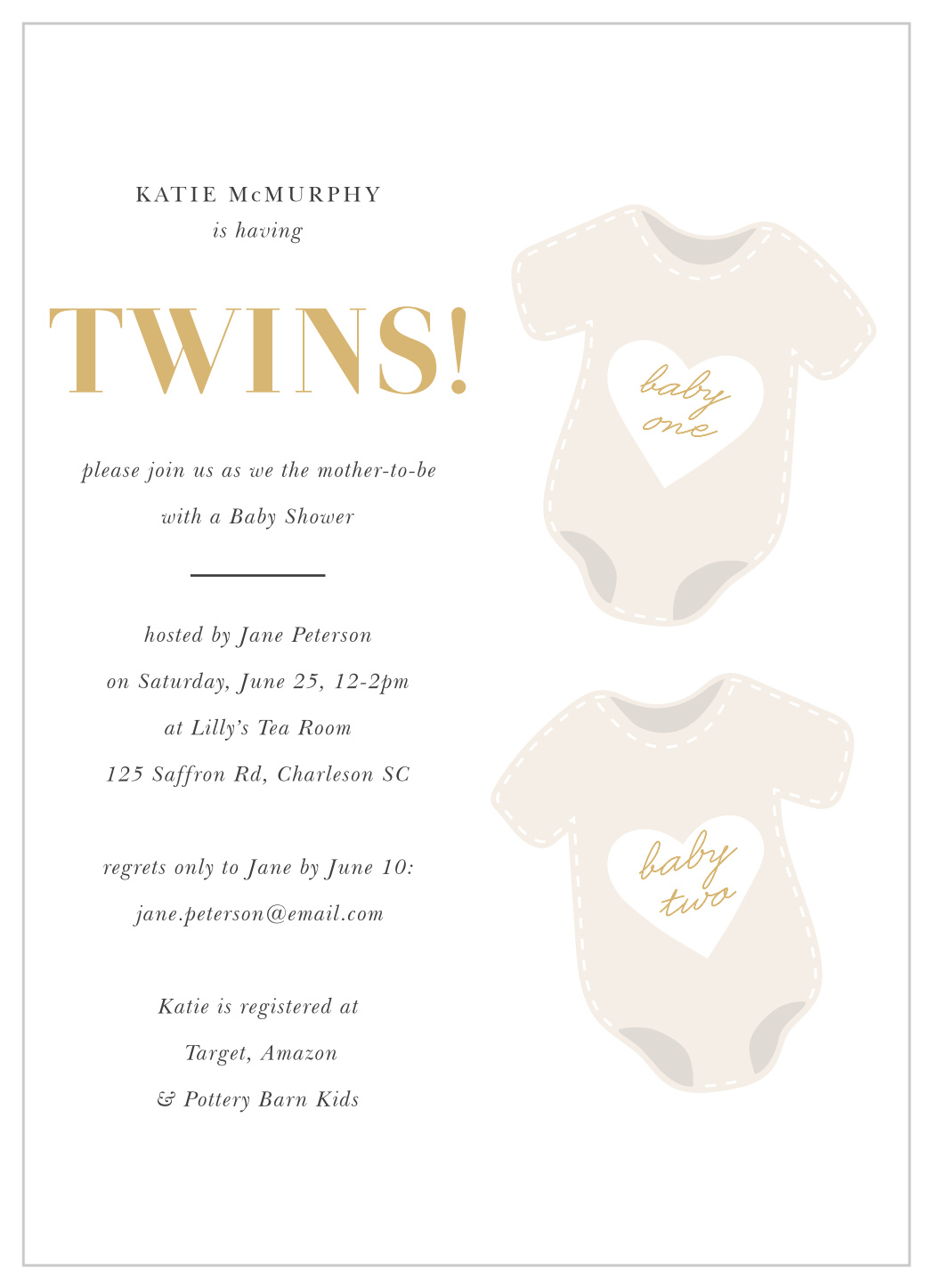 twin baby shower wording