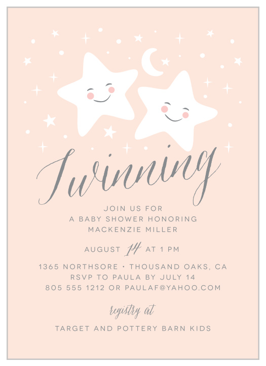 Our Twinkle Twins Baby Shower Invitations are the perfect kickstart to any twins-shower!