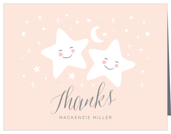 Show your appreciation for your guests' attendance at your shower with our Twinkle Twins Baby Shower Thank You Cards! 