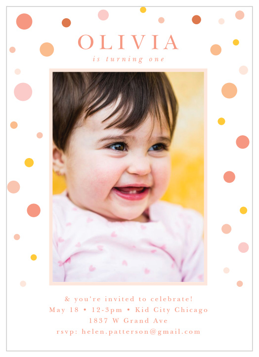 Celebrate your little one's birthday with our Bubble Photo First Birthday Invitations!