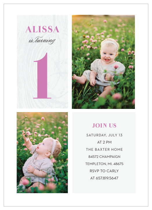 Choose to kickstart your little one's celebrations by sending out our Wood Rings First Birthday Invitations!