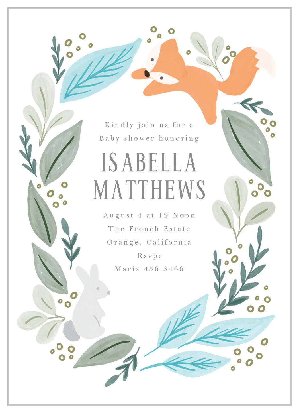 woodsy baby shower invitations