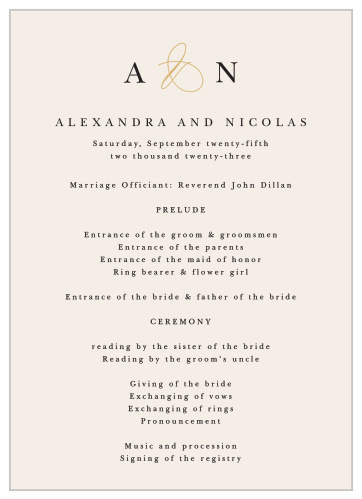 Modern Monogram Wedding Program