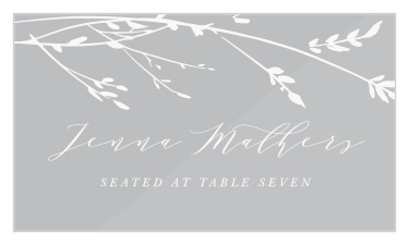 The rustic look of our Sweet Grass Clear Place Cards guide family and friends to their seats at your wedding reception. 