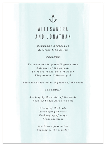 The Nautical Anchor Wedding Program