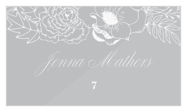 Share your wedding information with timeless style with our Rustic Botanicals Clear Clear Place Cards. 