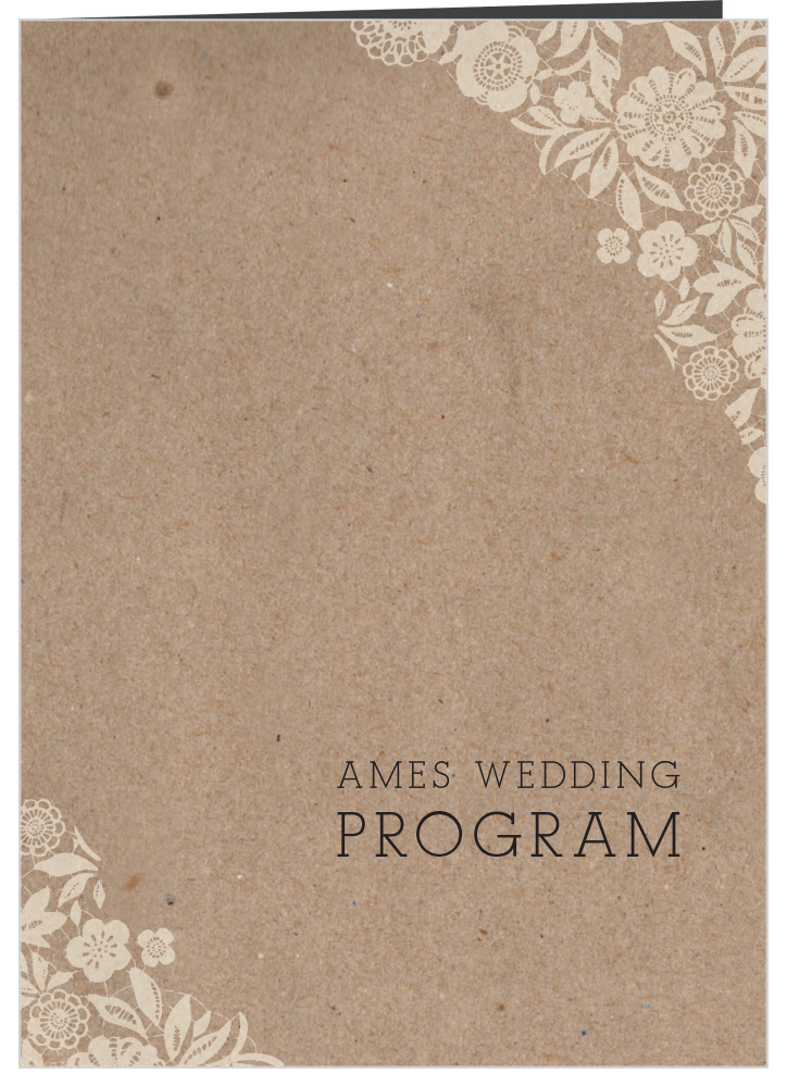 Vintage Floral Kraft Wedding Program