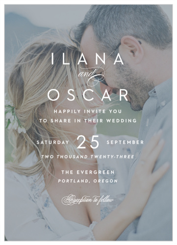 Elegantly use one of your lovely photographs as the very background of our Opaque Love Wedding Invitations!