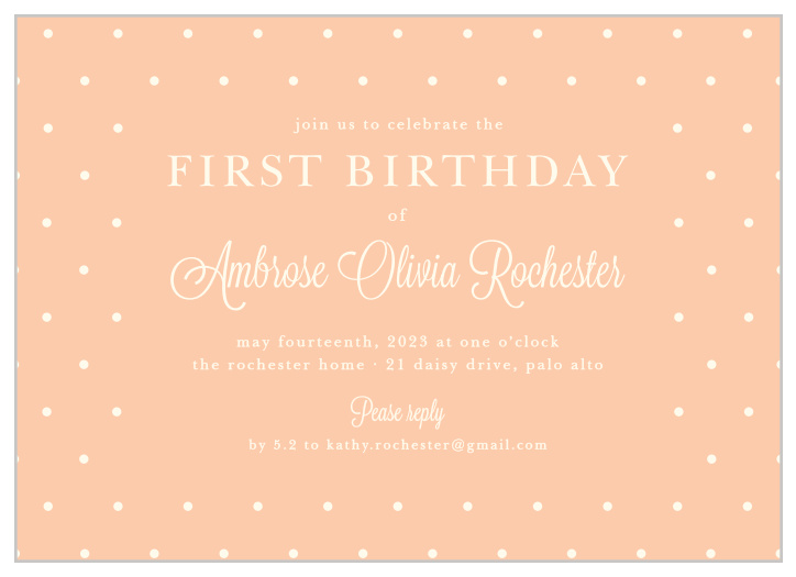 Bring your favorite people together to celebrate your little one's special day with the minimalist look of our Simple Dots First Birthday Invitations.