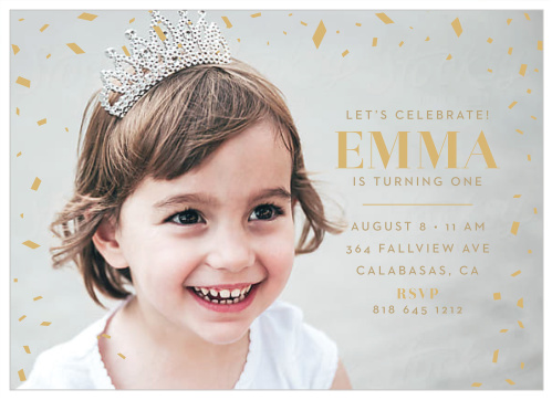 Your little one's special day is coming up, gather close friends and family together to celebrate when you send out our Fairy Confetti First Birthday Invitations.