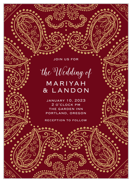 Dazzle your friends and family with our Precious Paisley Wedding Invitations. 