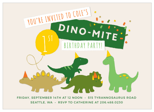 Noir Dinosaure Aquarelle Children's Birthday Party Invitations