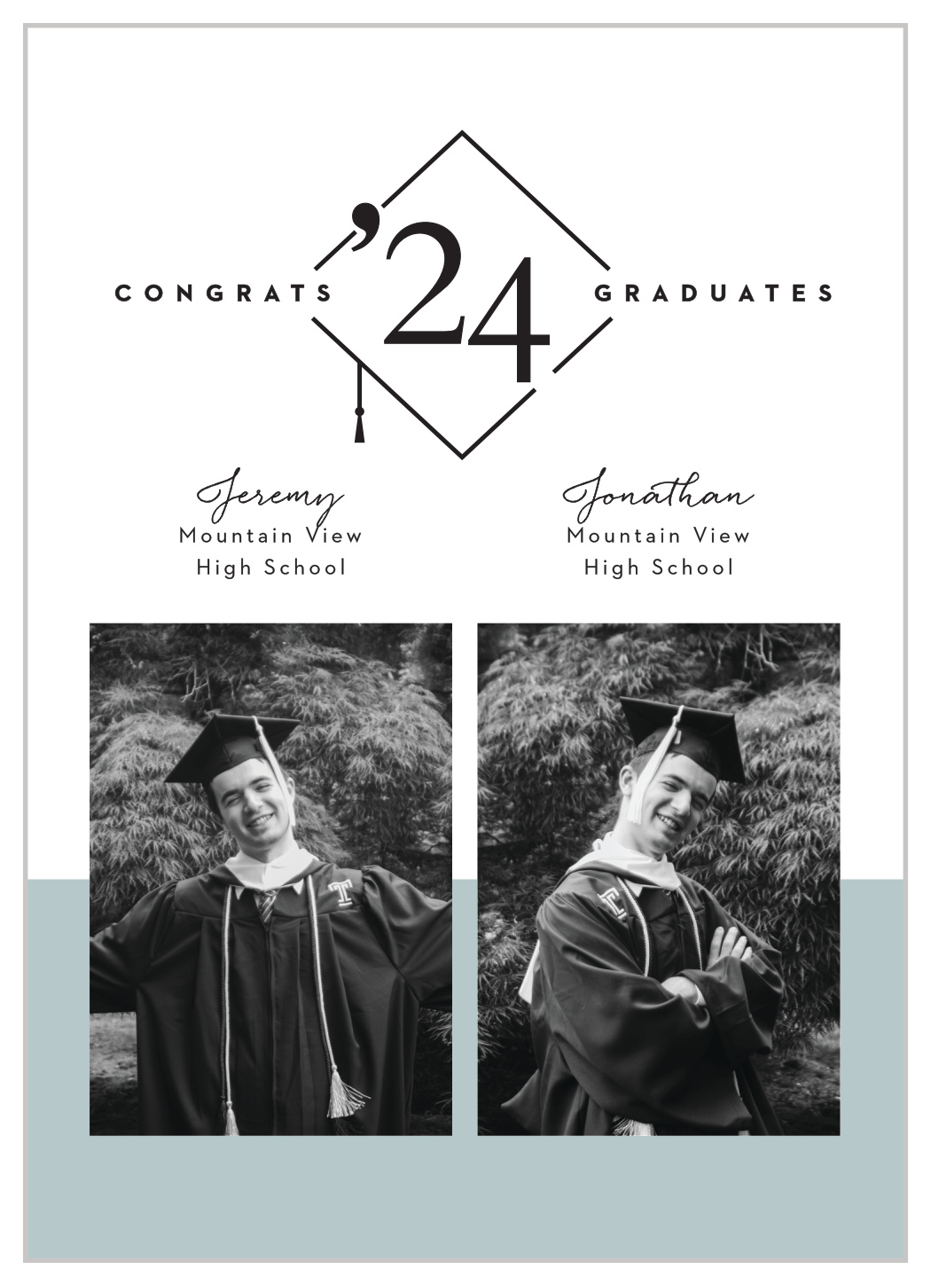 Twin Congrats Graduation Announcements by Basic Invite