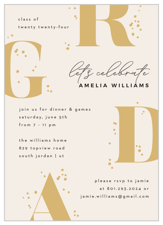 Gather family and friends together to celebrate your academic achievements with our Script Grad Graduation Invitations.