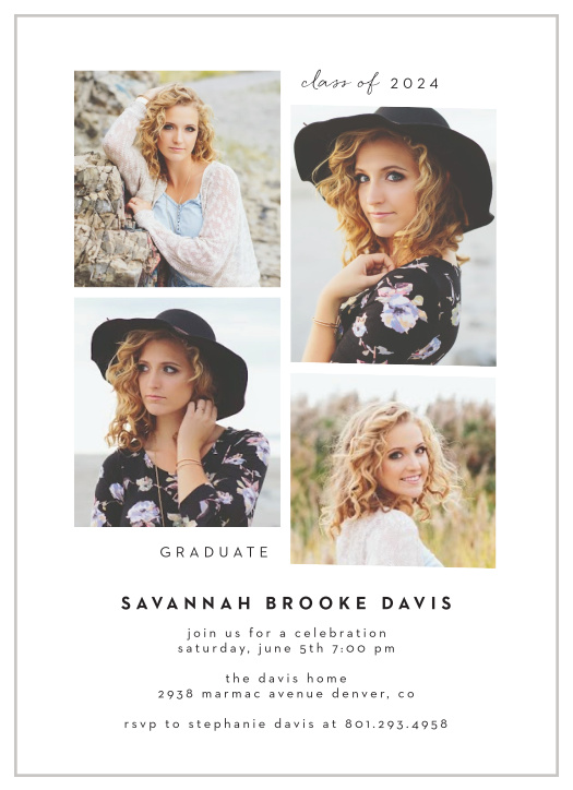 Bring family and friends together to celebrate your accomplishments with our Classy Collage Graduation Invitations.