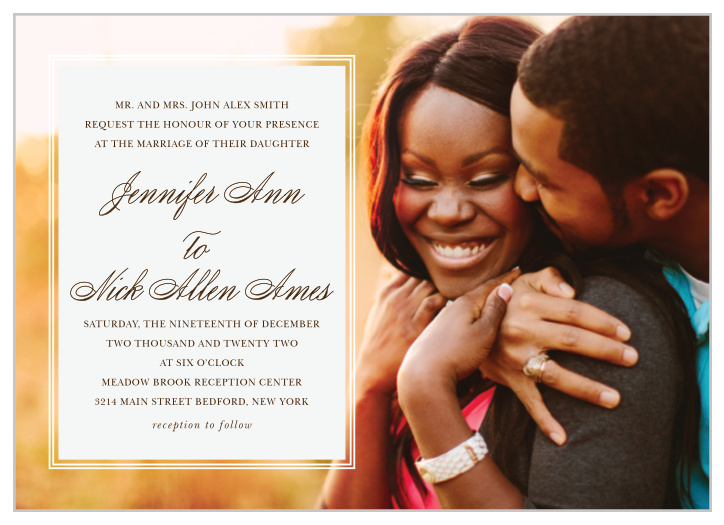 Kickoff your wedding celebrations by inviting your closest family and friends to your big day, with our Sheer Overlay Wedding Invitations!