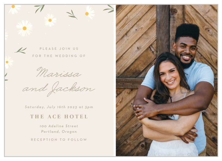 Invite your future guests to witness your big day with the Falling Daisies Wedding Invitations.