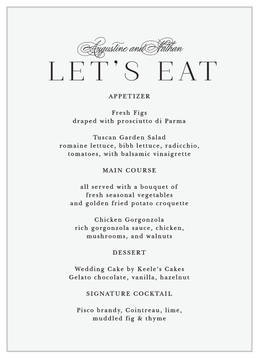 Wedding Menus | Design Your Menu Cards Instantly Online!