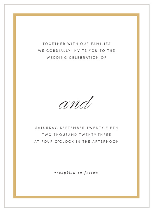 Gather family and friends together to witness your union with our Classic Frame Wedding Invitations.