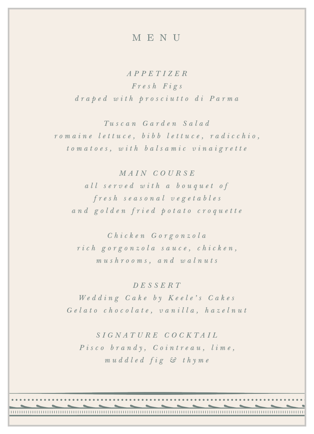 Ornate Framing Wedding Menus by Basic Invite