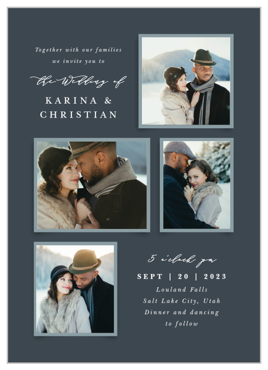 Our Elegant Photo Collage Wedding Invitations surround you with family and friends for your special day.