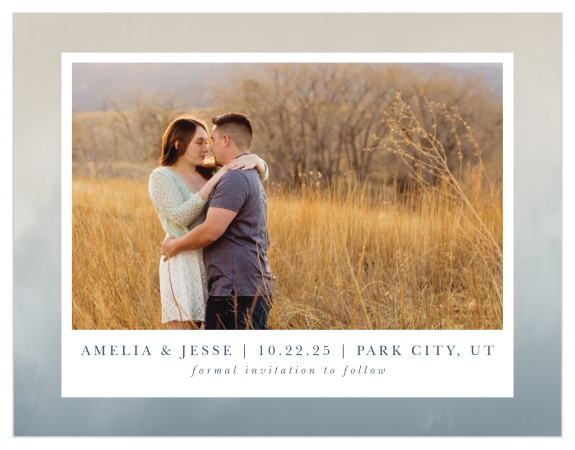 Family and friends are sure to mark their calendars for your wedding with our Soft Mist Save the Date Cards.