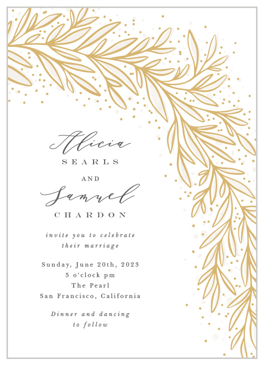 Surround yourself with family and friends on your special day with our Draped Leaves Wedding Invitations.