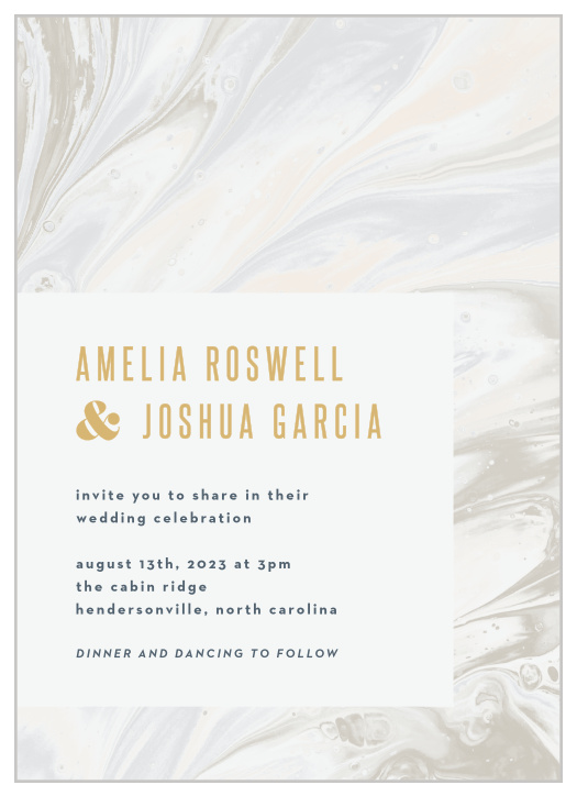 Elegant Marble Wedding Card Invitation Card Square in White Marble Look 