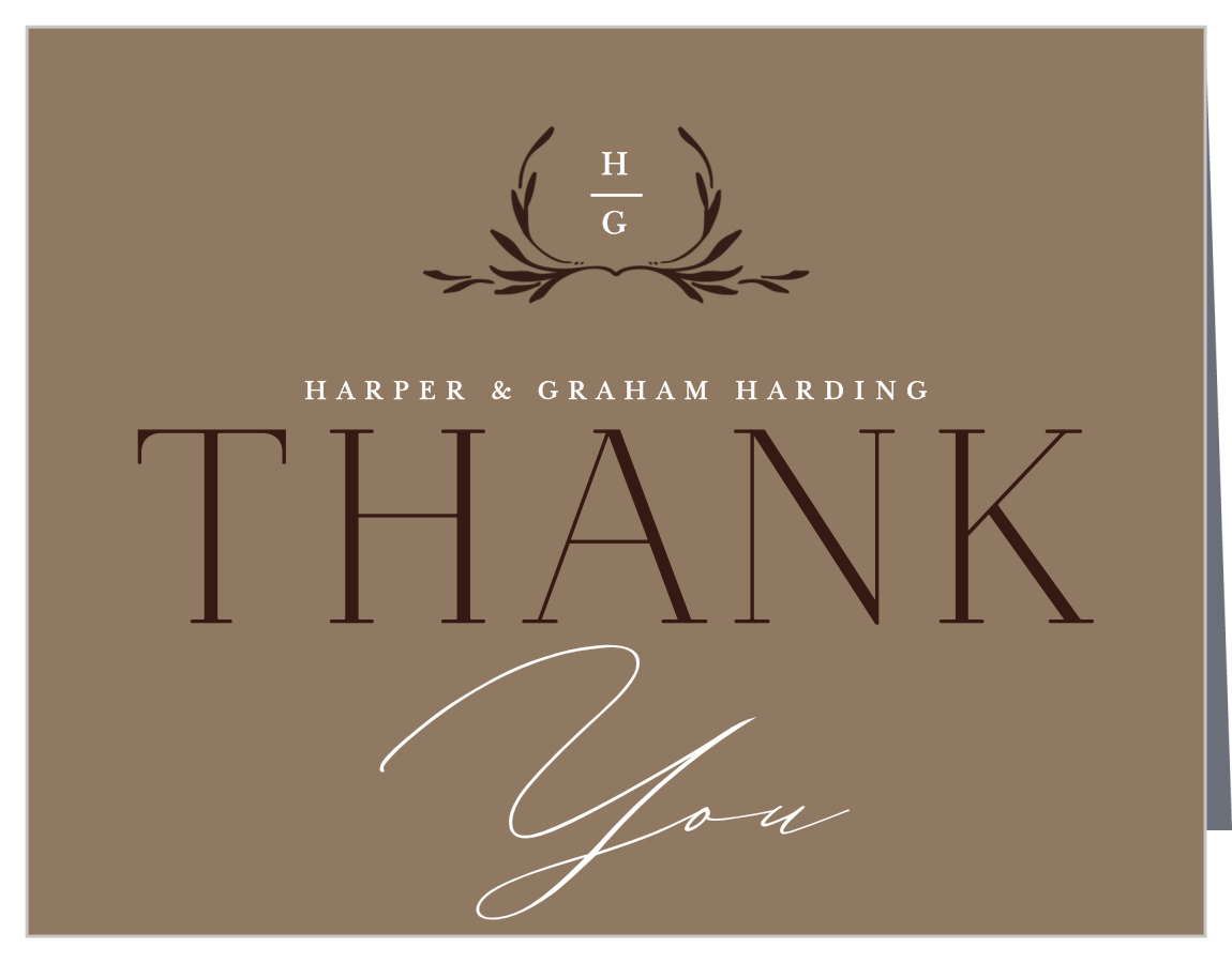 Monogrammed Minimalist Wedding Thank You Cards by Basic Invite
