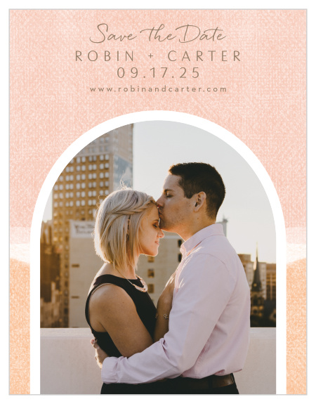 Loved ones are sure to rush to their calendars to pencil in your special day when they see the look of our Artful Arch Save the Date Cards.