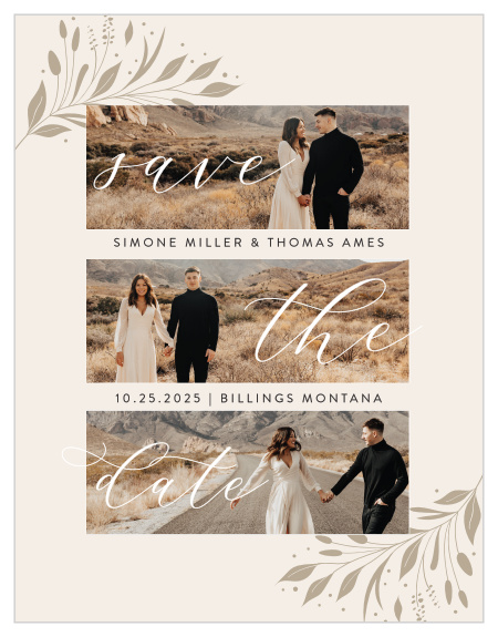 Family and friends are sure to mark their calendars for your wedding when you send out our Fall Laurel Save the Date Cards.