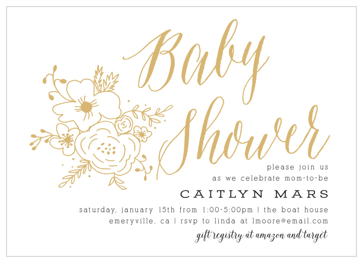 Customize the colors and fonts in this floral baby shower invitation! Personalize it and see your changes instantly as you go! Have some fun creating your invitation one of a kind!