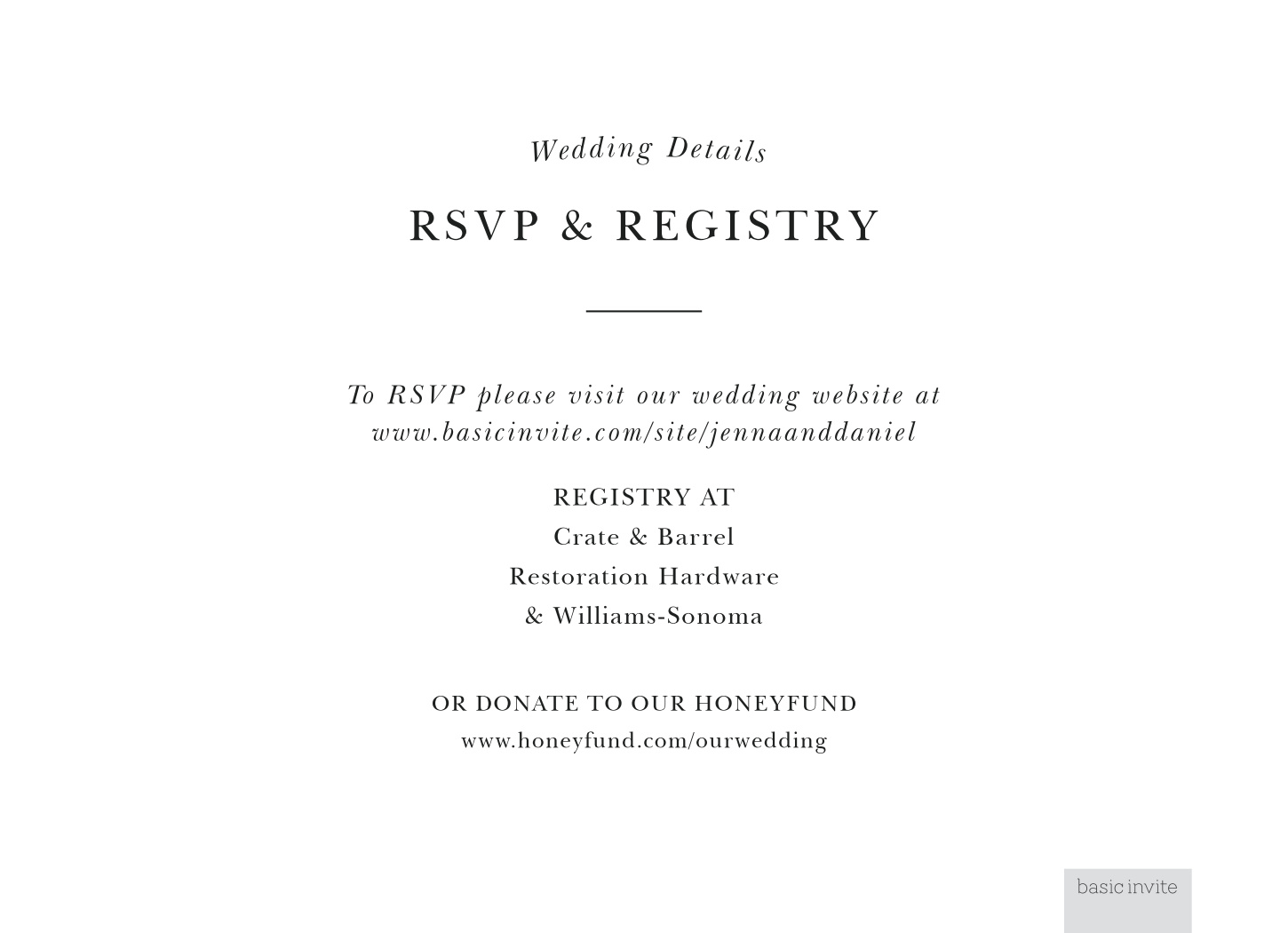 RSVP & Registry Save the Date Back Landscape