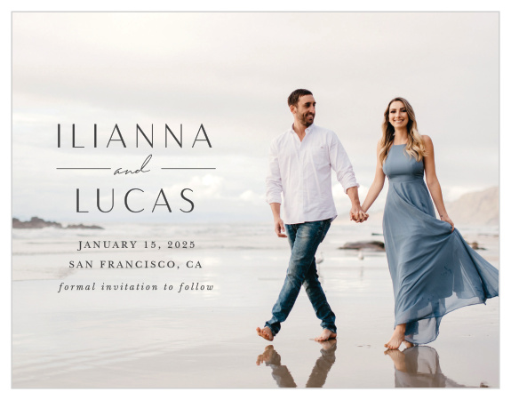 Share the big news with our classy yet unassuming Ilianna Elegance Save the Date Cards.