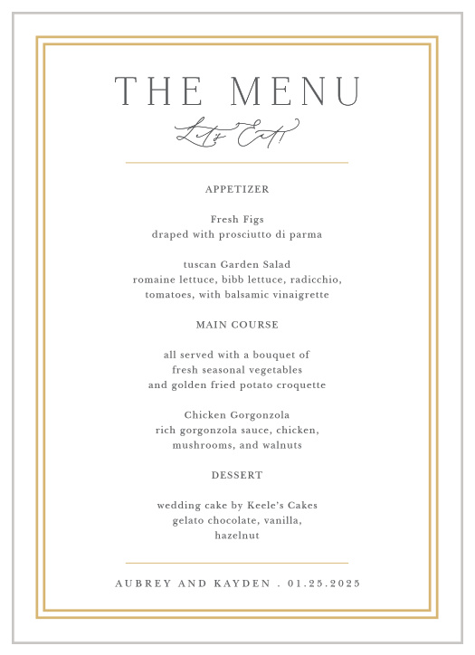 Wedding Menus | Design Your Menu Cards Instantly Online!