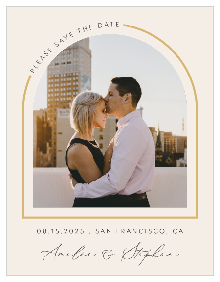 Announce your upcoming wedding to close friends and family with our Modern Arch Save the Date Cards.