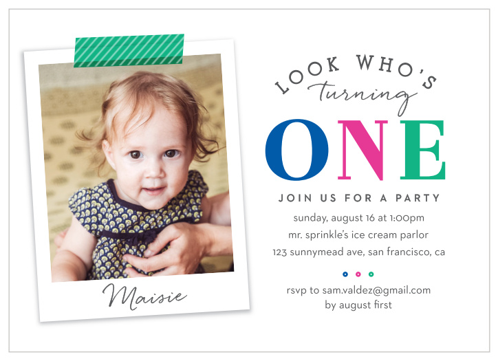 Announce your little one's big day with our Look Who's Turning One First Birthday Invitations. 