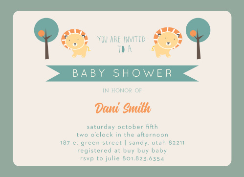 Lion Baby Shower Invitations Match Your Color Style Free