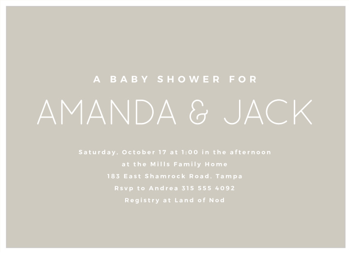 A suite that is as classy as you are. The Classy Couple Baby Shower Invitations offers a minimalist design perfectly complements The Classy Couple Baby Shower Thank You Card counterpart. Everything you see is customizable, choose your colors, text, and fonts.        