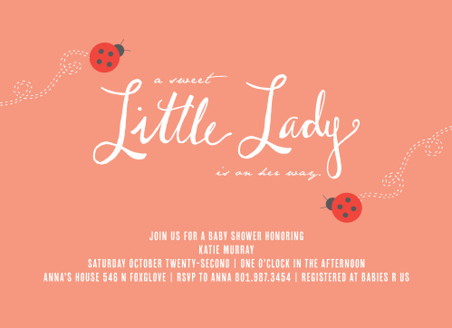 Sweet Ladybug Baby Shower Invitations