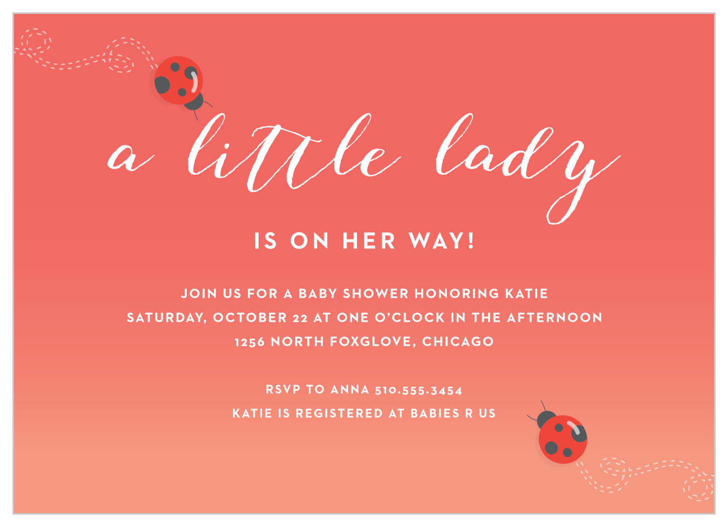 ladybug baby shower invitations