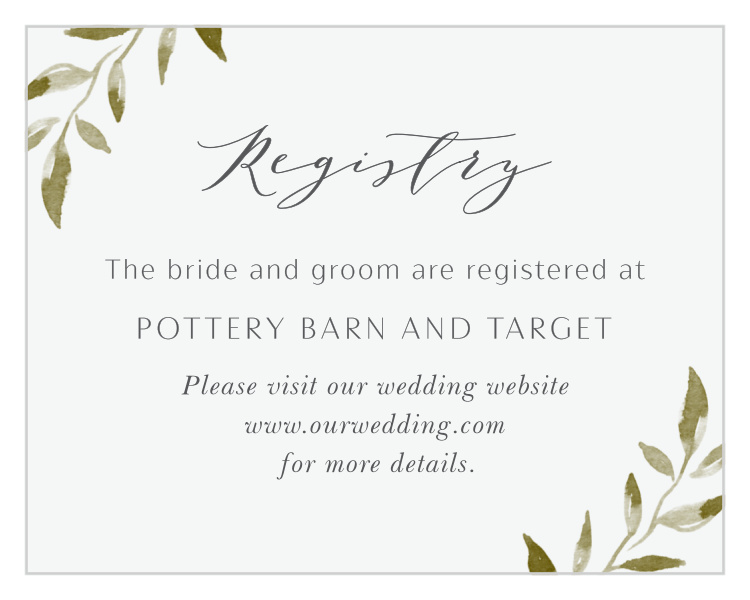 Evergreen Leaves LDS Registry Cards by Basic Invite