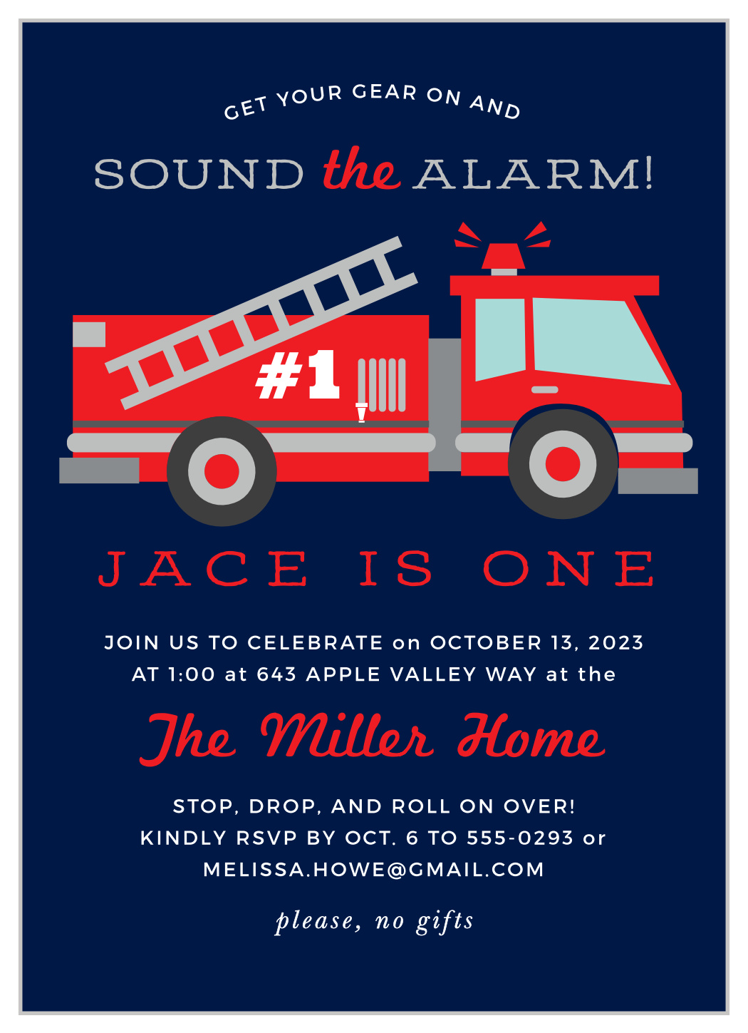 Details about / First Truck Birthday Party Invitation Fire Engine Fire Party Invitation Boy