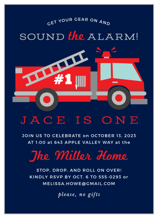Invitations Paper Party Supplies Fire Truck Invitation Fire Truck 