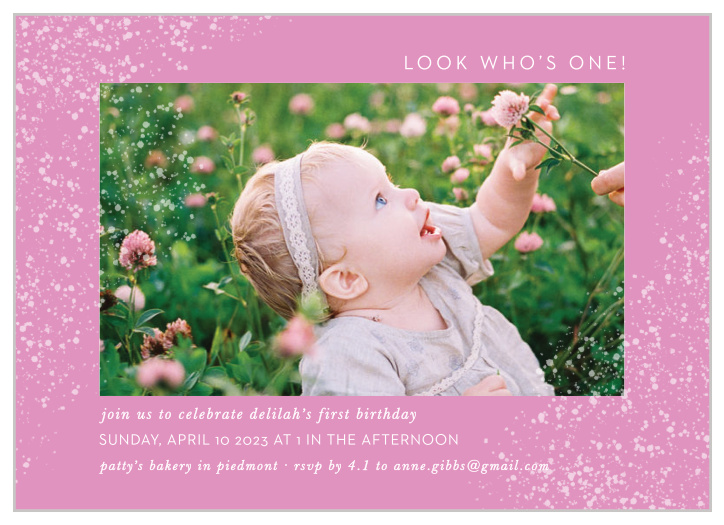 Our Lots of Glitter First Birthday Invitations are perfect to bring family and friends together to celebrate your little one's special day.