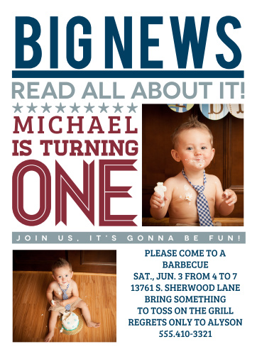boys first birthday invitations by basic invite