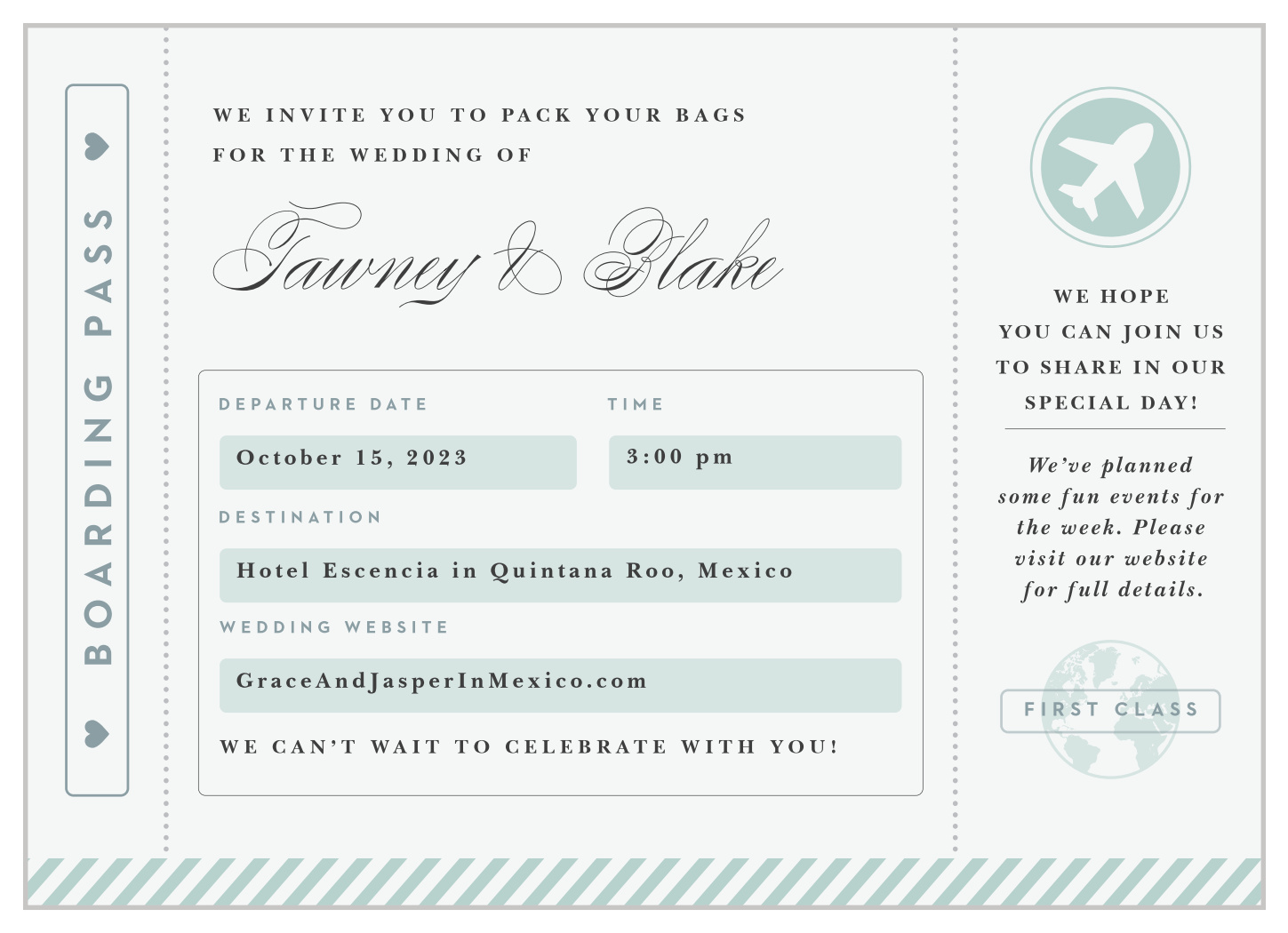 Boarding Pass Wedding Invitations By Basic Invite