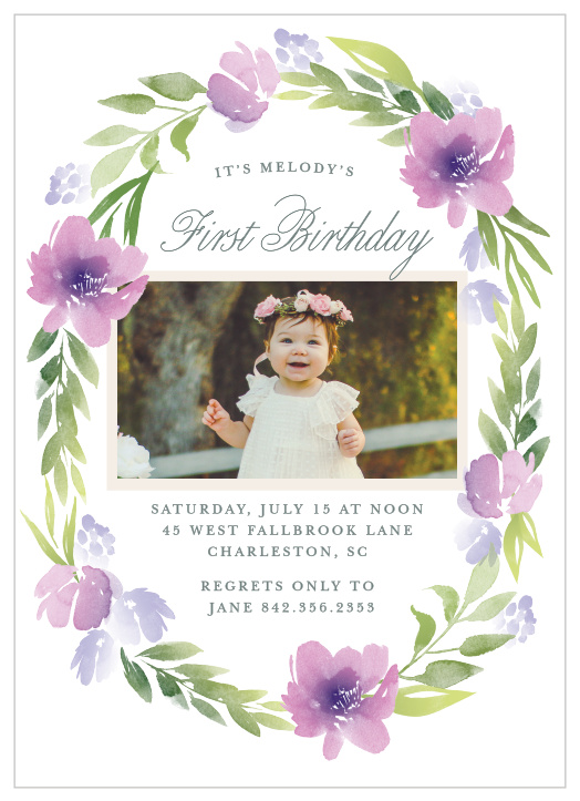 floral first birthday invitations