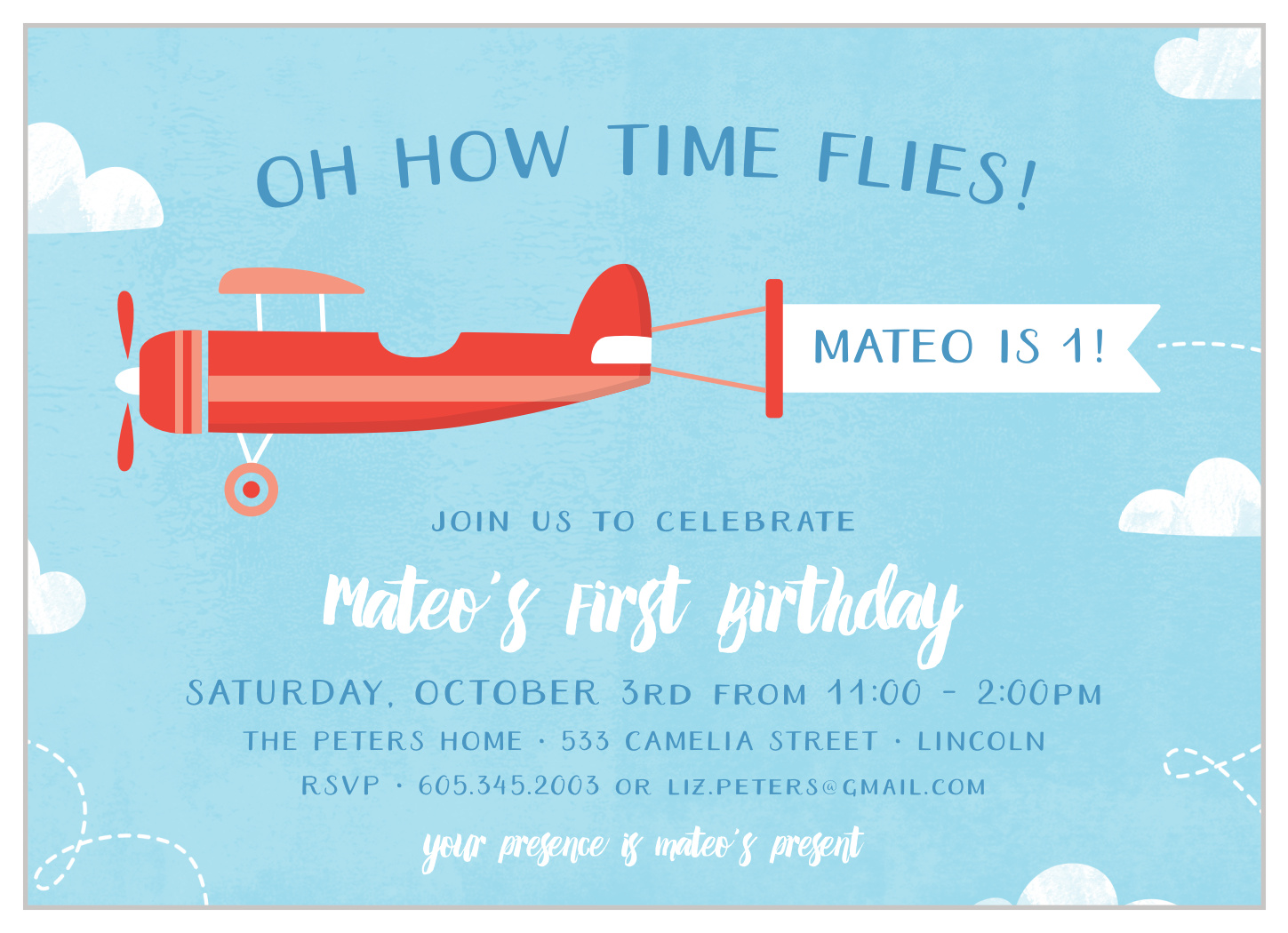 Little Pilot First Birthday Invitations by Basic Invite