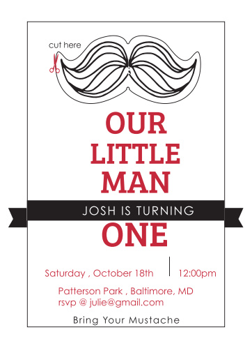 Mustache Birthday Invitations Match Your Color Style Free